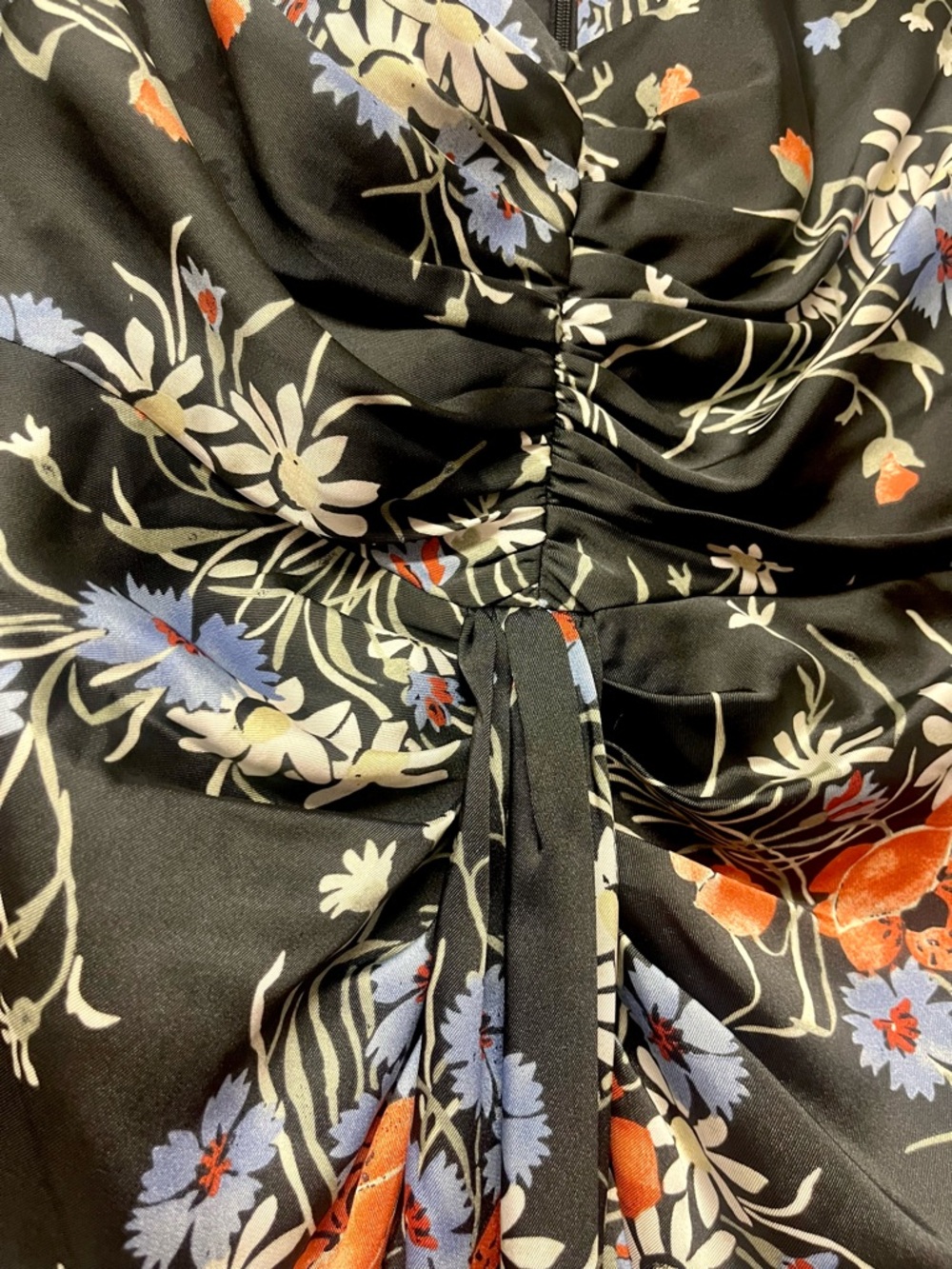 cinq a sept Black Floral Three Quarter Sleeve Walker Wrap Midi Dress - Size 0 - Picture 4 of 4